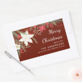Kerst Poinsettia & Pine Foliage retouradres Rechthoekige Sticker (Envelop)