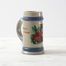 Kerst Poinsettia Puppy Ontwerp Mok Stein