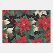 Kerst Poinsettia, rode bessen, spar takken Inpakpapier Vel (Voorkant)