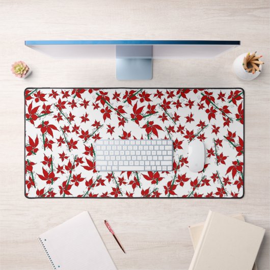 Kerst poinsettia rode bloemmotief bureaumat (Kantoor 1)