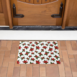 Kerst poinsettia rode bloemmotief deurmat