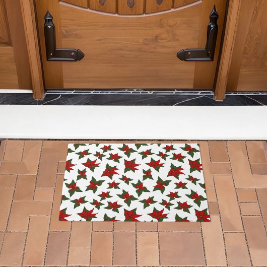 Kerst poinsettia rode bloemmotief deurmat