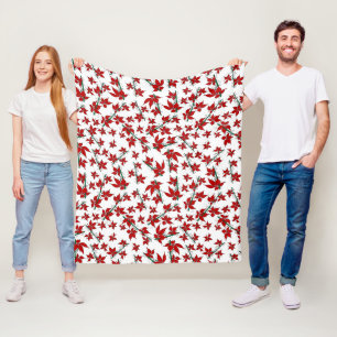 Kerst poinsettia rode bloemmotief fleece deken