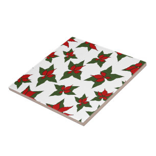 Kerst poinsettia rode bloemmotief tegeltje