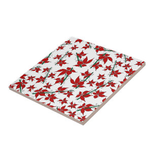 Kerst poinsettia rode bloemmotief tegeltje