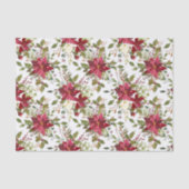 Kerst Poinsettia Rood Elegant Vakantie Bloemen Tissuepapier (Voorkant)