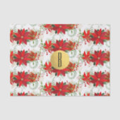 Kerst Poinsettia Rood Goud Vakantie Bloemen Tissuepapier (Voorkant)