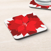 Kerst poinsettia rood & wit set van 6 onderzetters (Linkerzijde)