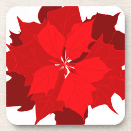 Kerst poinsettia rood & wit set van 6 onderzetters