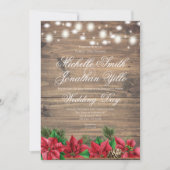 Kerst Poinsettia Rustieke Winter Bruiloft Kaart (Voorkant)