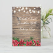 Kerst Poinsettia Rustieke Winter Bruiloft Kaart (Staand voorkant)