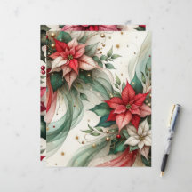 Kerst Poinsettia Scrapbook Papier