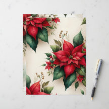 Kerst Poinsettia Scrapbook Papier