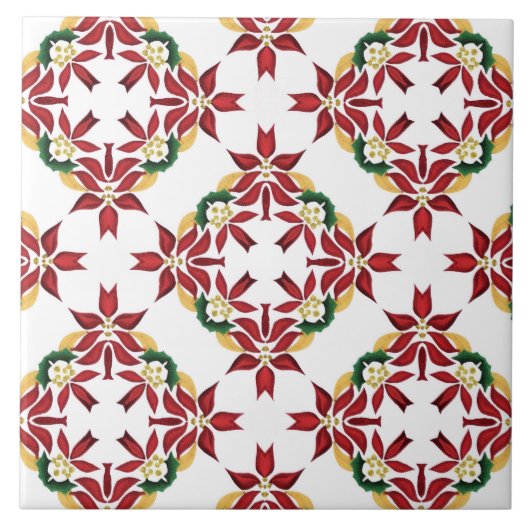 kerst poinsettia tegel tegeltje (Voorkant)