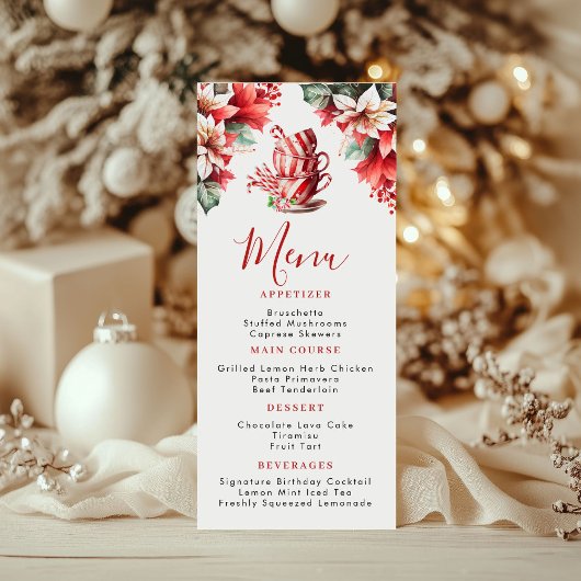 Kerst Poinsettia Theepartij Plat Menu