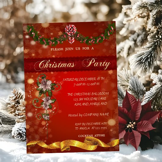Kerst Poinsettia, Uitnodiging Zakelijk Feest
