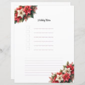 Kerst Poinsettia Vakantie Notities Planner Page (Voorkant / Achterkant)