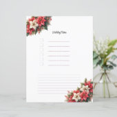 Kerst Poinsettia Vakantie Notities Planner Pagina (Staand voorkant)