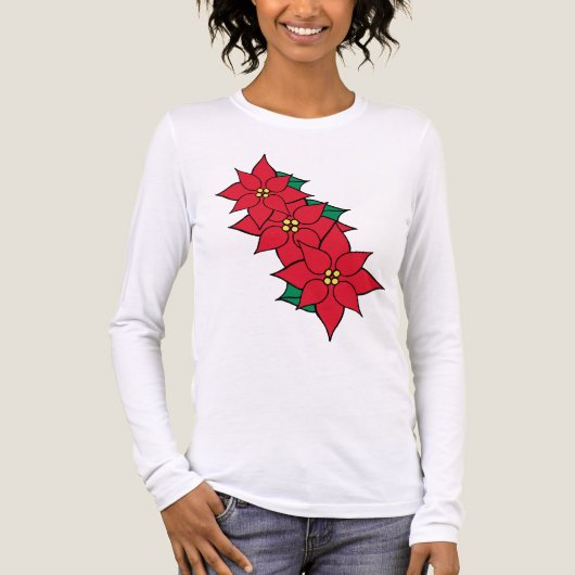 Kerst Poinsettia Vakantie T-shirt (Voorkant volledig)