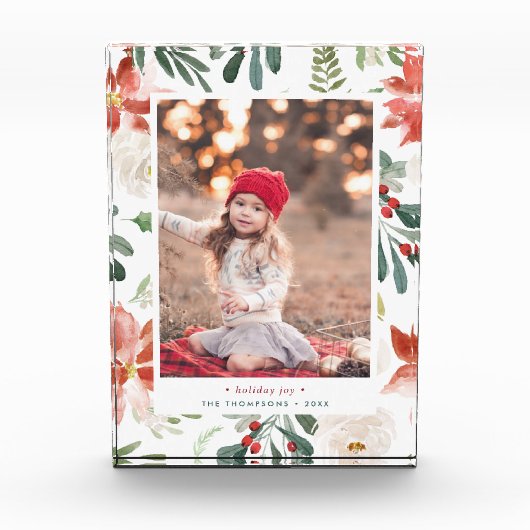 kerst Poinsettia | Vakantieveld fotoblok (Voorkant)