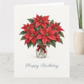 Kerst Poinsettia Verjaardag Kaart