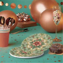 Kerst Poinsettia Vintage  Papieren Bordje