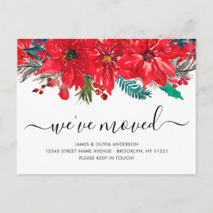 Kerst Poinsettia We zijn verhuisd naar een nieuw h Aankondigingskaart