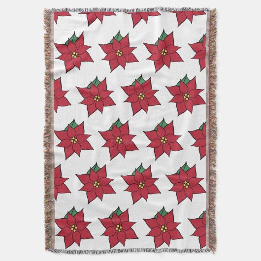 Kerst Poinsettia Werpdeken Deken (Voorkant Verticaal)