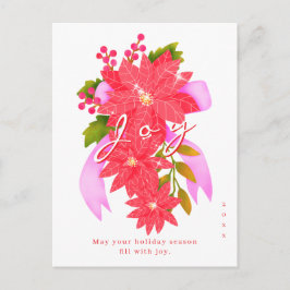 Kerst Poinsettia Wit Feestdagenkaart