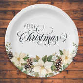 Kerst Poinsettia witte ronde Papieren Bordje