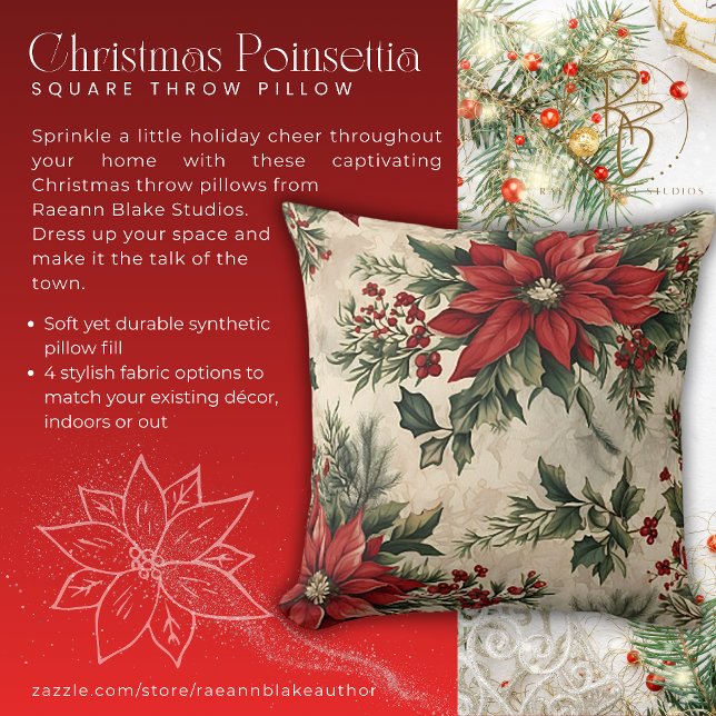 Kerst Poinsettia Worp Kussen (Creator heeft geüpload)