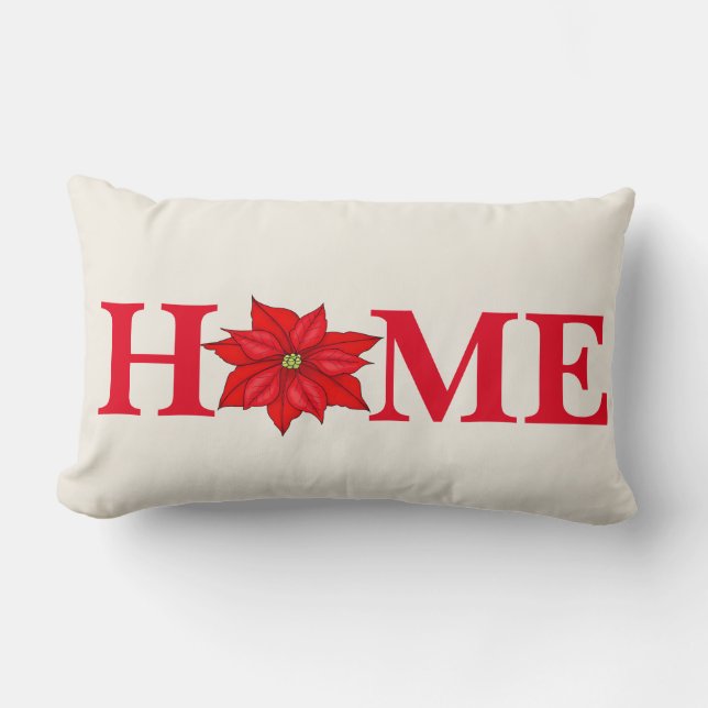 Kerst Poinsettia Worp Kussen (Voorkant)