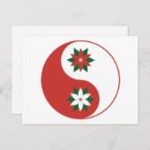 kerst Poinsettia Yin Yang Briefkaart (Voorkant / Achterkant)
