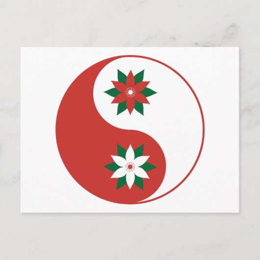 kerst Poinsettia Yin Yang Briefkaart (Voorkant)