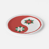 kerst Poinsettia Yin Yang Papieren Bordje (Gekanteld)