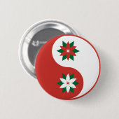 kerst Poinsettia Yin Yang Ronde Button 5,7 Cm (Voorkant /achterkant)