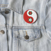 kerst Poinsettia Yin Yang Ronde Button 5,7 Cm (In situ)