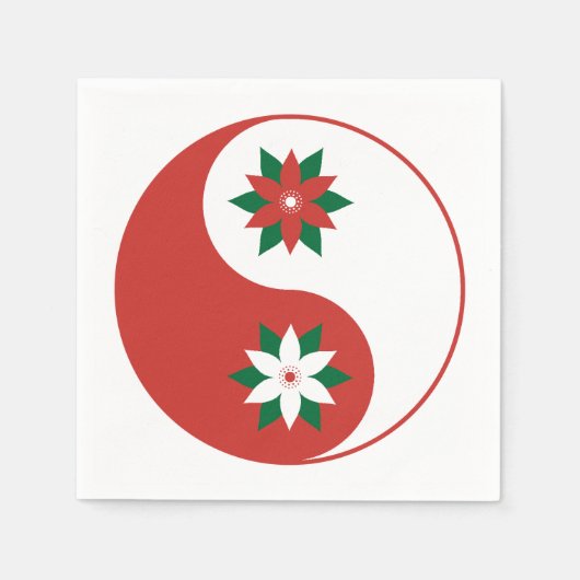 kerst Poinsettia Yin Yang Servet (Voorkant)
