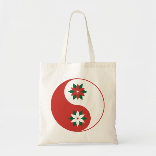 kerst Poinsettia Yin Yang Tote Bag (Voorkant)