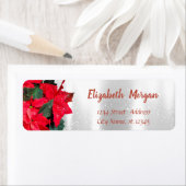Kerst Poinsettia, zilver, rood Etiket (Insitu)