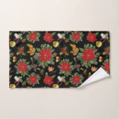 Kerst Poinsettias Bells Acorns dennenappels Handdoek (Handdoek)