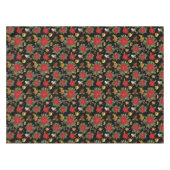 Kerst Poinsettias Bells Acorns dennenappels Tafelkleed (Voorkant (Horizontaal))
