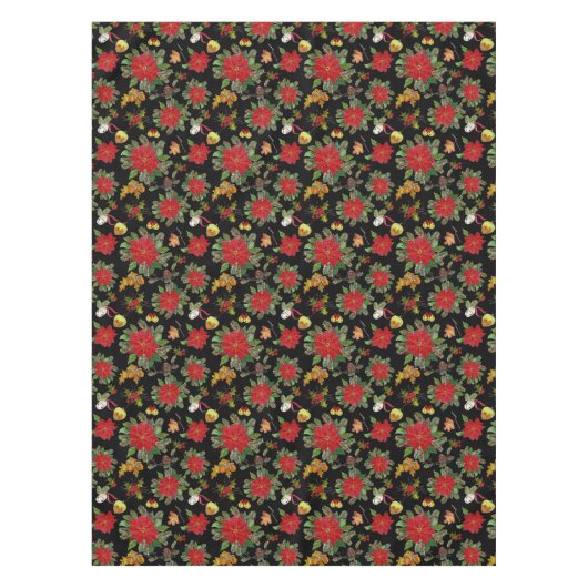 Kerst Poinsettias Bells Acorns dennenappels Tafelkleed (Voorkant)