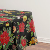 Kerst Poinsettias Bells Acorns dennenappels Tafelkleed (Voorbeeld)