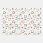 Kerst Poinsettia's, bomen en kransen Inpakpapier Vel (Voorkant 3)