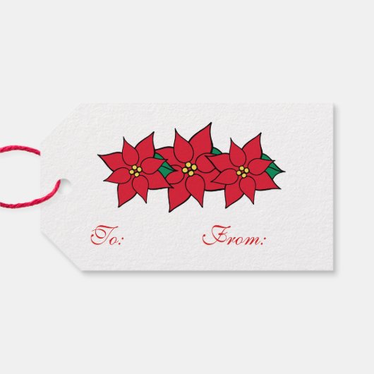 Kerst Poinsettias Cadeau Labels Cadeaulabel (Achterkant Horizontaal)