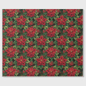 Kerst Poinsettia's Cadeaupapier (Vlak)