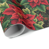 Kerst Poinsettia's Cadeaupapier (Rol Hoek)