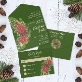 Kerst Poinsettias Company Party Groen All In One Uitnodiging