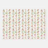 Kerst Poinsettia's en Ornamenten Inpakpapier Vel (Voorkant 2)